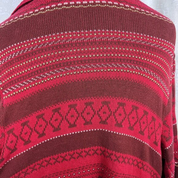 Sundance Southwestern long open waterfall cardigan sweater red cotton knit Large - Picture 7 of 9